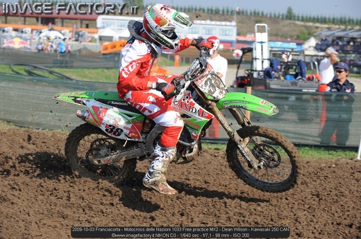 2009-10-03 Franciacorta - Motocross delle Nazioni 1033 Free practice MX2 - Dean Wilson - Kawasaki 250 CAN